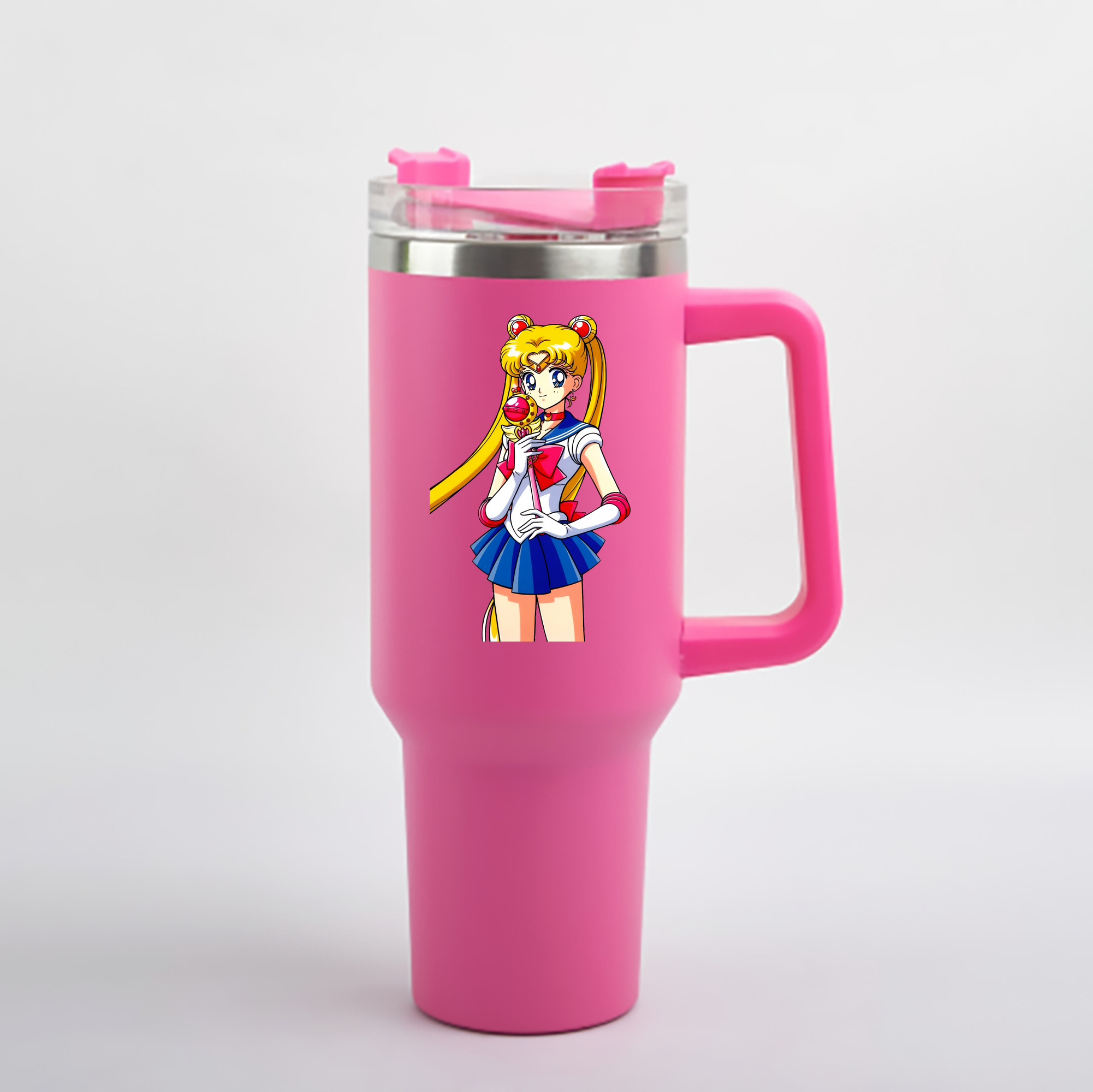 （画像用） 美少女戦士セーラームーン 月野 うさぎ つきの うさぎ Sailor Moon Tsukino Usagi 1200mL車用タンブラー - クリスタルステッカー（プラスチックストロー付き）